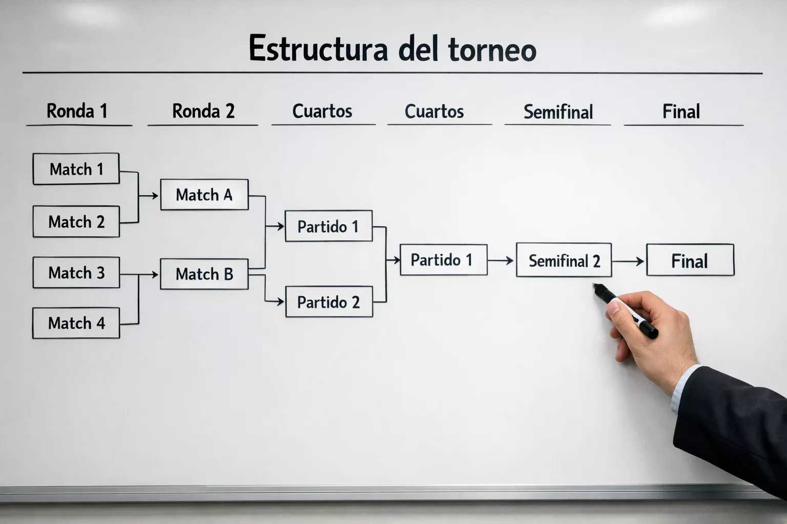 Diagrama de clasificación con equipos en fase de liga