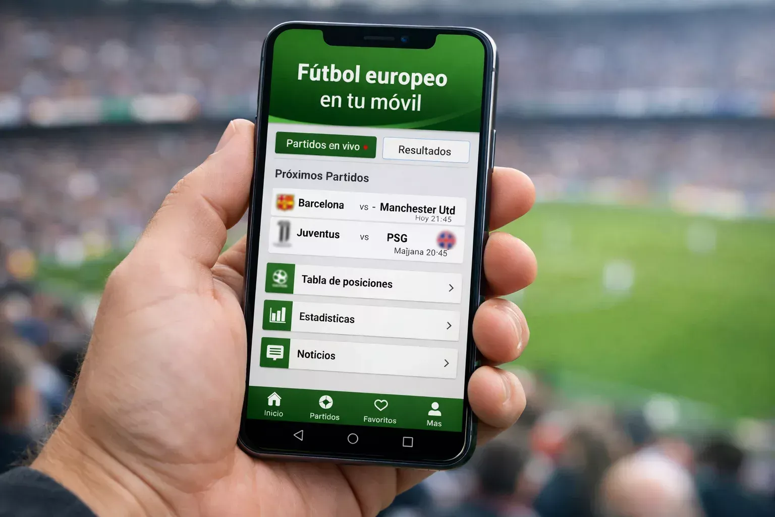 Aplicación móvil de apuestas en mano de usuario
