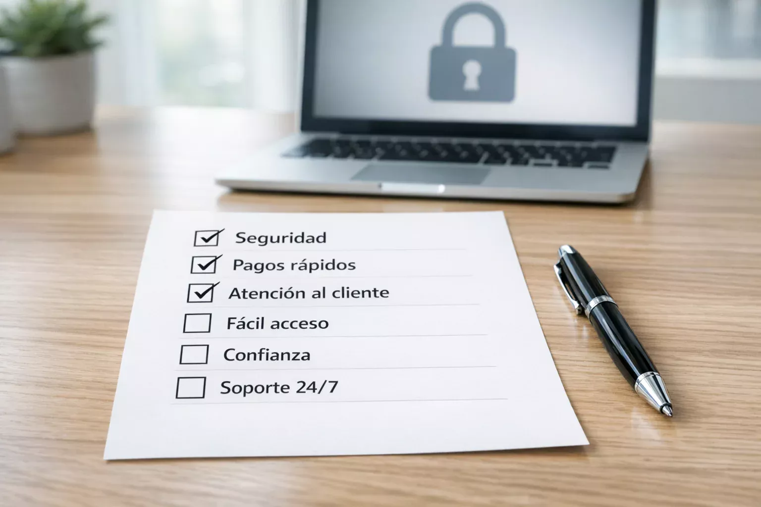 Lista de verificación con símbolos de seguridad y licencias