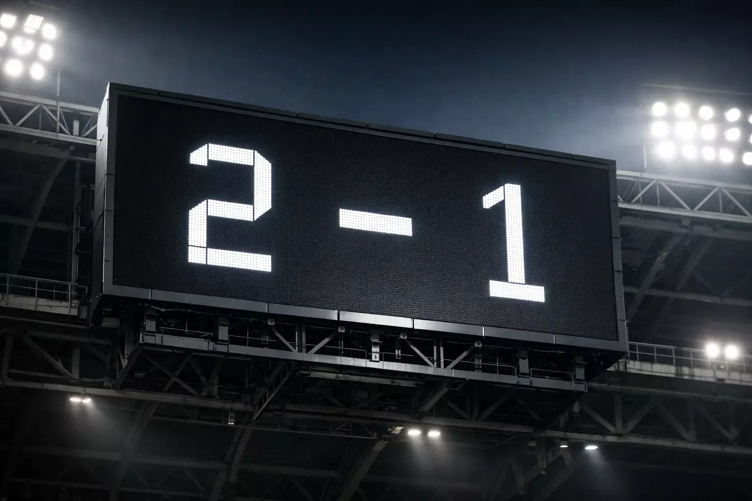 Marcador electrónico mostrando resultado de partido